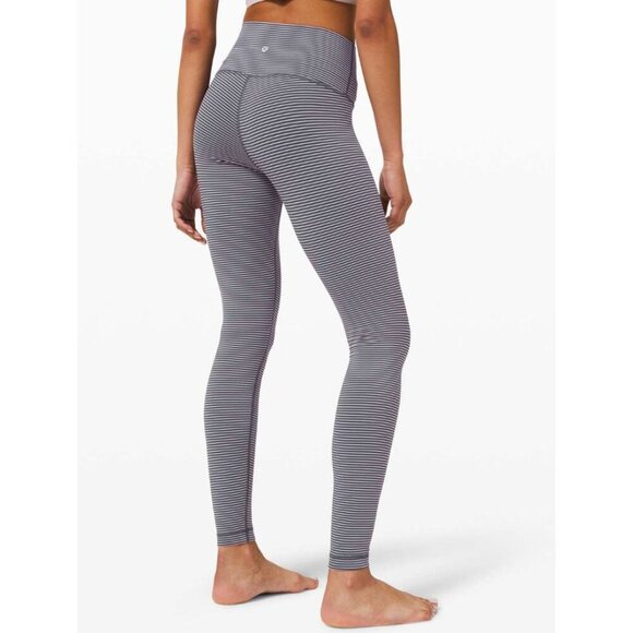 Lululemon Wunder Under High-Rise Tight 28" Luxtreme Hype Stripe Deep Berry Sz 6 - Picture 1 of 6